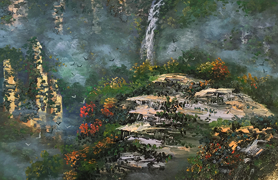 中国著名油画家徐忠迪  中西结合油画作品作品9《张家界》
